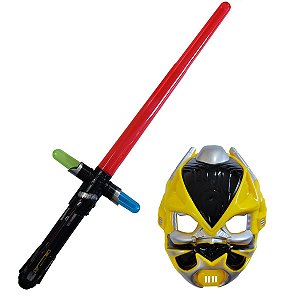 Espada e Mascara Brinquedo Infantil Criança Herois Com Som E Luz