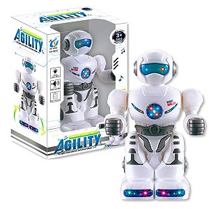 Brinquedo Robo Infantil Criança Musical Gira Brilha Agility Bate e Volta Polibrinq