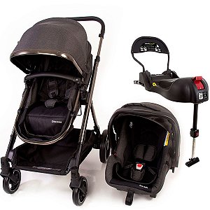 Carrinho de Bebê Travel System 3 em 1 Discover Trio 0 meses a 15kg Bebê Conforto + Base Black Chrome Safety 1st
