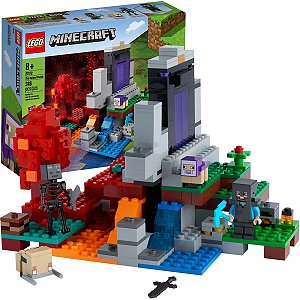Brinquedo Lego Minecraft Infantil Blocos O Portal em Ruínas Caminho do Nether Divertido 316 peças +8 anos