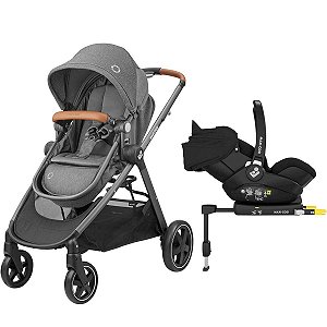 Kit Travel System Anna² TS TRIO ISO Sparkling Grey + Bebê Conforto Marble + Base ISOFIX Maxi-Cosi