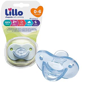 Chupeta de Bebê Lillo Soft Calming 100% Silicone Azul De 0 até 6 Meses