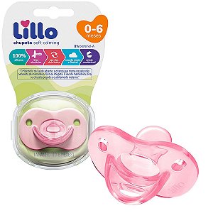 Chupeta de Bebê Lillo Soft Calming 100% Silicone Rosa De 0 até 6 Meses