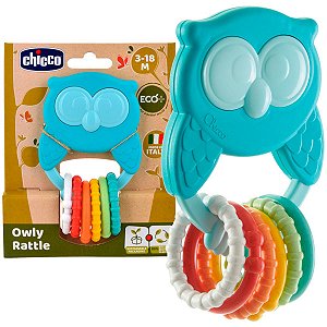 Brinquedo Infantil Chocalho de Coruja Ecológico Chicco Importado 3 a 18 Meses