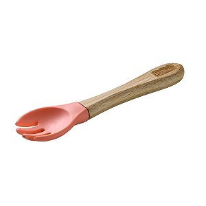 Garfo de Treinamento Para Alimentação Infantil Bebê 6 Meses Bambu e Silicone Rosa FisherPrice