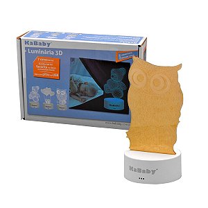 Luminaria 3D Luz Noturna para Bebê e Criança Coruja Iluminação Multicor Kababy