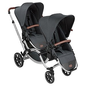 Carrinho de Bebê para Gêmeos Passeio Reversível Zoom Storm Preto ABC Design