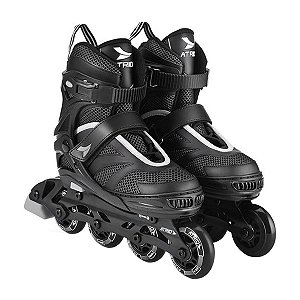 Patins 4 Rodas Inline Ajustável Tamanho 37 ao 40 Rolamento ABEC 7 Preto e Cinza Atrio