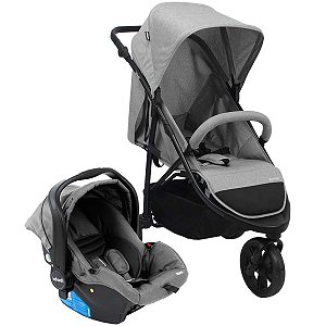 Carrinho de Bebe Passeio Travel System Collina Duo Grey Infanti com Bebe Conforto Narni