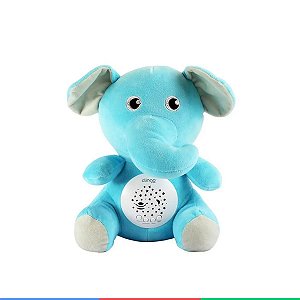 Pelucia Infantil Elefante Musical Com Luz  e Projetor de Estrelas Azul Clingo