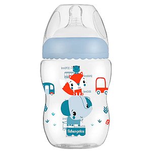 Mamadeira  Anticólica Livre de BPA 270ml Azul Para Bebes +2 meses First Moments Fisher Price