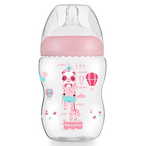 Mamadeira Anticólica Livre de BPA 270ml Rosa Para Bebes +2 meses First Moments Fisher Price