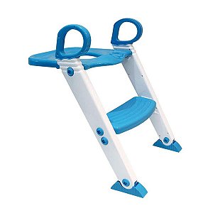 Assento Redutor Com Escada Bebê Vaso Sanitário +18 Meses Até 20 kg Dobrável Portátil Azul Clingo