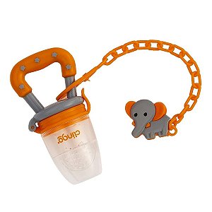 Chupeta Porta Fruta Infantil Bebê Silicone Azul Introdução Alimentar Elefante Livre de BPA Clingo