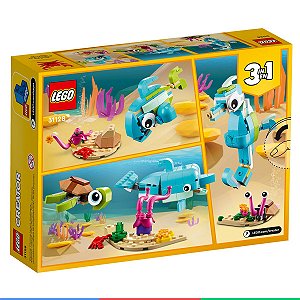 Brinquedo LEGO Creator Golfinho e Tartaruga Blocos de Montar Infantil Criança 6+ Anos