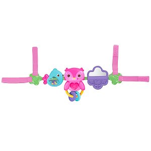 Arco de Atividades Musical Com Luzes Para Carrinho Bebe Conforto Busy Birdies Rosa Bright Starts