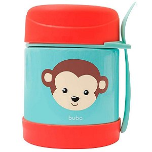 Pote Térmico Infantil Com Colher Para Refeição 320ml 6+ Meses Animal Fun Macaco Buba