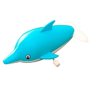 Brinquedo Banho do Bebê Acquanimais Golfinho Nadador à corda Azul Etitoys