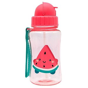 Garrafa Infantil 400ml Com Canudo de Silicone Para Bebê 12+ Meses Frutti Melancia Buba