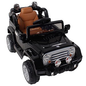 Mini Carro Elétrico Infantil Jipe 12V Com Controle Musica Luzes Buzina 3 Anos a 30Kg Preto Bel Fix