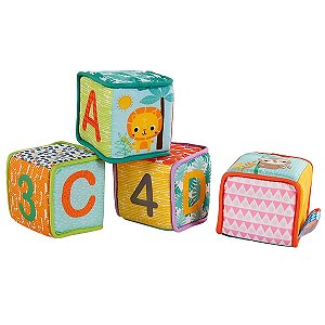 Brinquedo Educativo 4 Cubos Macios Blocos de Empilhar Grab & Stack 3+ Meses Bright Starts