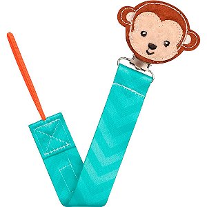 Prendedor Chupeta Bebê +3 Meses Prendedor de Metal Animal Fun Macaco Buba