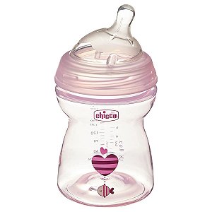 Mamadeira Bebê Anticolica 250ml +6 Meses Fluxo Medio Livre BPA Rosa Chicco