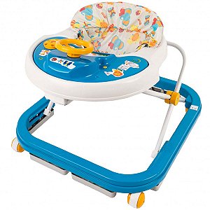 Andador de Bebê Para Desenvolvimento Infantil +4 Meses Até 12Kg Com Volante Musical Azul Styll Baby
