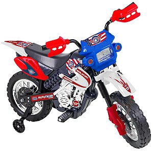 Mini Moto Motinha Elétrica Infantil Azul Cross 6v Luz Som