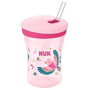 Copo Infantil Action Com Canudo 230ml +12 Meses Pássaro Nuk