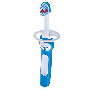 Escova Dental Infantil Cerdas Macias Com Trava De Segurança +6 Meses Baby's Brush Azul Mam