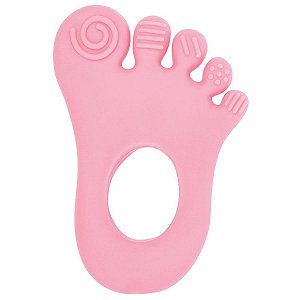 Mordedor Bebê Infantil +3 Meses Material Extra Macio Texturizado Pezinho Rosa Buba