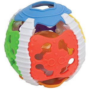 Brinquedo Interativo Bebê +6 Meses Bola Texturizada Com Luz e Som Baby Ball Multitexturas Colorida Buba