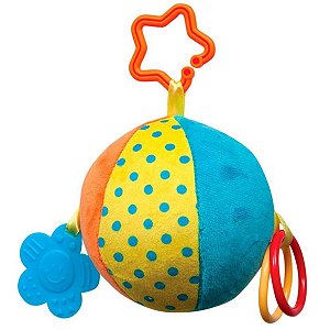Brinquedo Infantil Para Bebê +3 Meses Bola de Pelúcia Com Chocalho e Pendurador Plush Colorida Buba