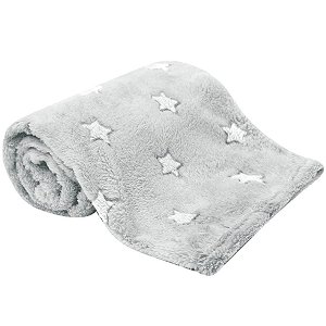 Cobertor Infantil Conforto do Bebê +3 Meses Estrelinhas Cinza Buba