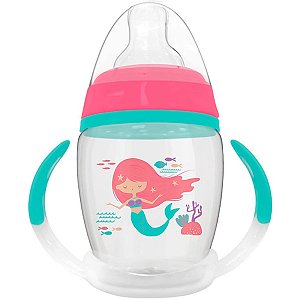 Copo De Transição Infantil +6 Meses 250ML Alça Removível Sereia Rosa Buba