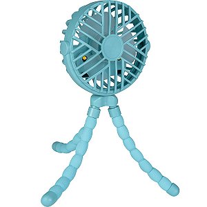 Mini Ventilador Portátil Para Carrinho de Bebê Com Tripé Flexível Azul Buba