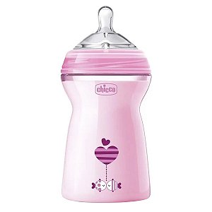 Mamadeira De Bebê Silicone 330mL +6 Meses Anticólica Fluxo Rápido Step Up Rosa Chicco