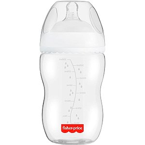Mamadeira De Bebê 330mL +4 Meses Silicone Livre BPA Anticólica First Moments Branca Fisher Price