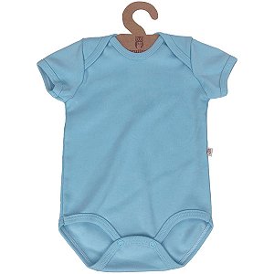 Roupinha de Bebê Body Com Manga Curta Para Recém-Nascidos Algodão Egípcio Azul Claro Corujitos