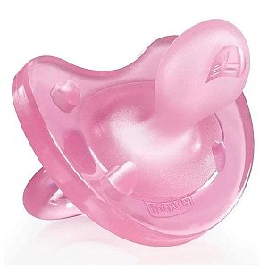 Chupeta De Bebê Com Estojo 6-16 Meses Em Silicone Soft Rosa Chicco
