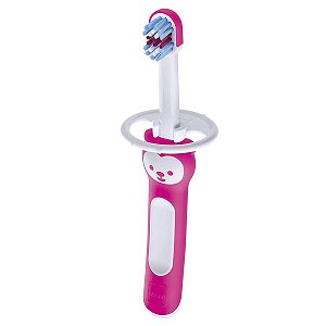 Escova Dental Infantil Cerdas Macias Com Trava De Segurança +6 Meses Baby's Brush Rosa Mam