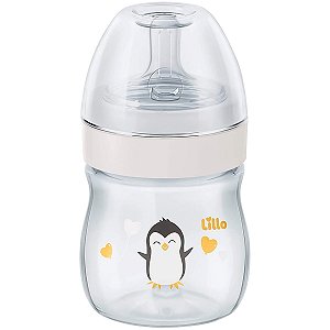 Mamadeira De Bebê Bico Silicone 150mL 0-6 Meses Antivazamento Evolution Pinguim Lillo