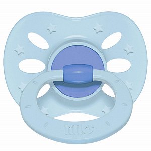 Chupeta De Bebê Infantil Com Bico de Silicone Do Nascimento à 6 Meses Tam 1 Extra Air Azul Lillo