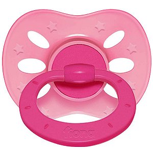 Chupeta De Bebê Infantil Com Bico de Silicone A Partir dos 6 Meses Tam 2 Rosa Fiona