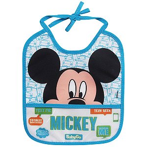Babador Infantil Com Bolso Coletor De Migalhas Azul Mickey Mouse Baby Go