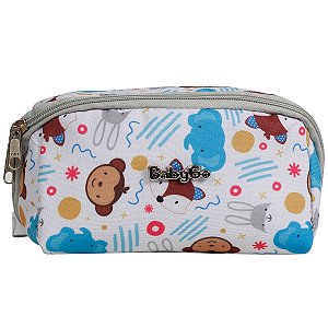 Necessaire Para Organização Infantil Compacta e Expansível Estampa Divertida Animais Branca Baby Go