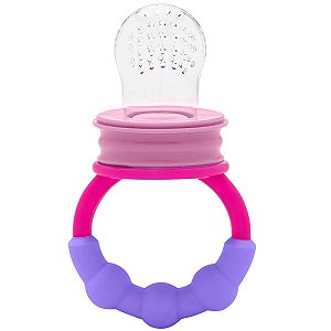 Chupeta Porta Fruta Infantil Em Silicone Para Bebê +6 Meses Rosa Lolly Nenny