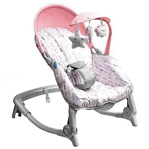 Cadeira Descanso e Balanço 2em1 Bebê Até 18Kg Musical e Vibração Brinquedos Spice Rosa Multikids Baby