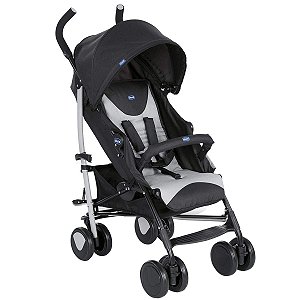 Carrinho Bebe Infantil Berço Passeio Guarda Chuva Reclinável De 0 a 15kg Compacto Cinza Echo Chicco